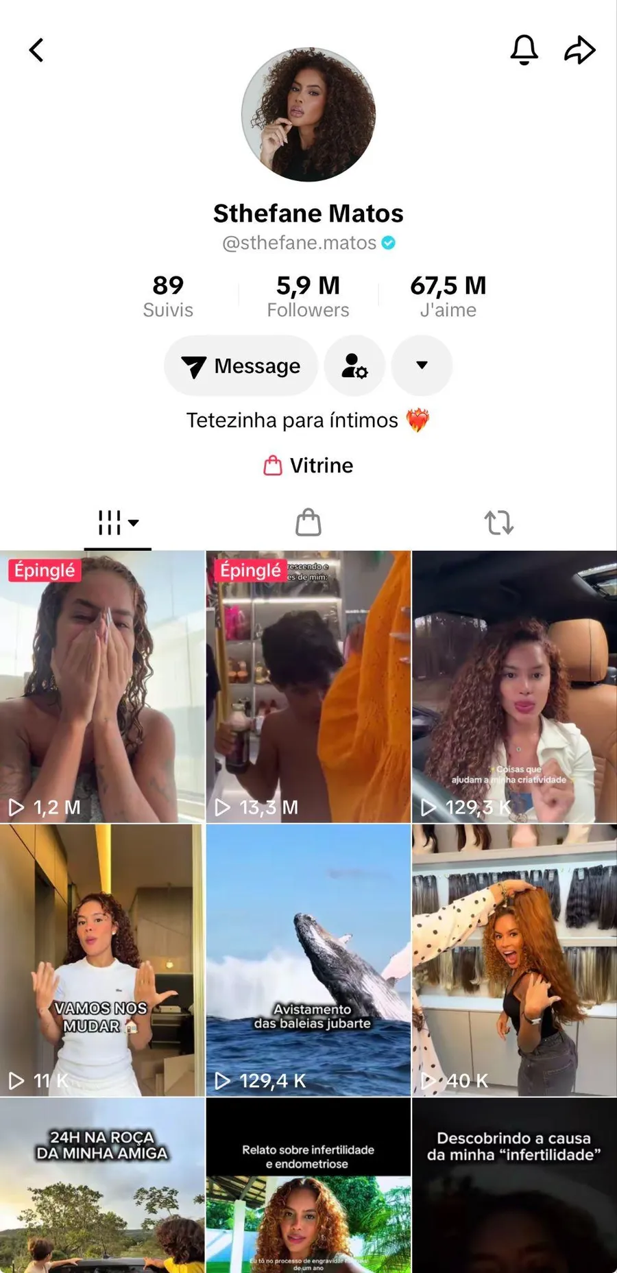 Print do perfil do TikTok @sthefane.matos
