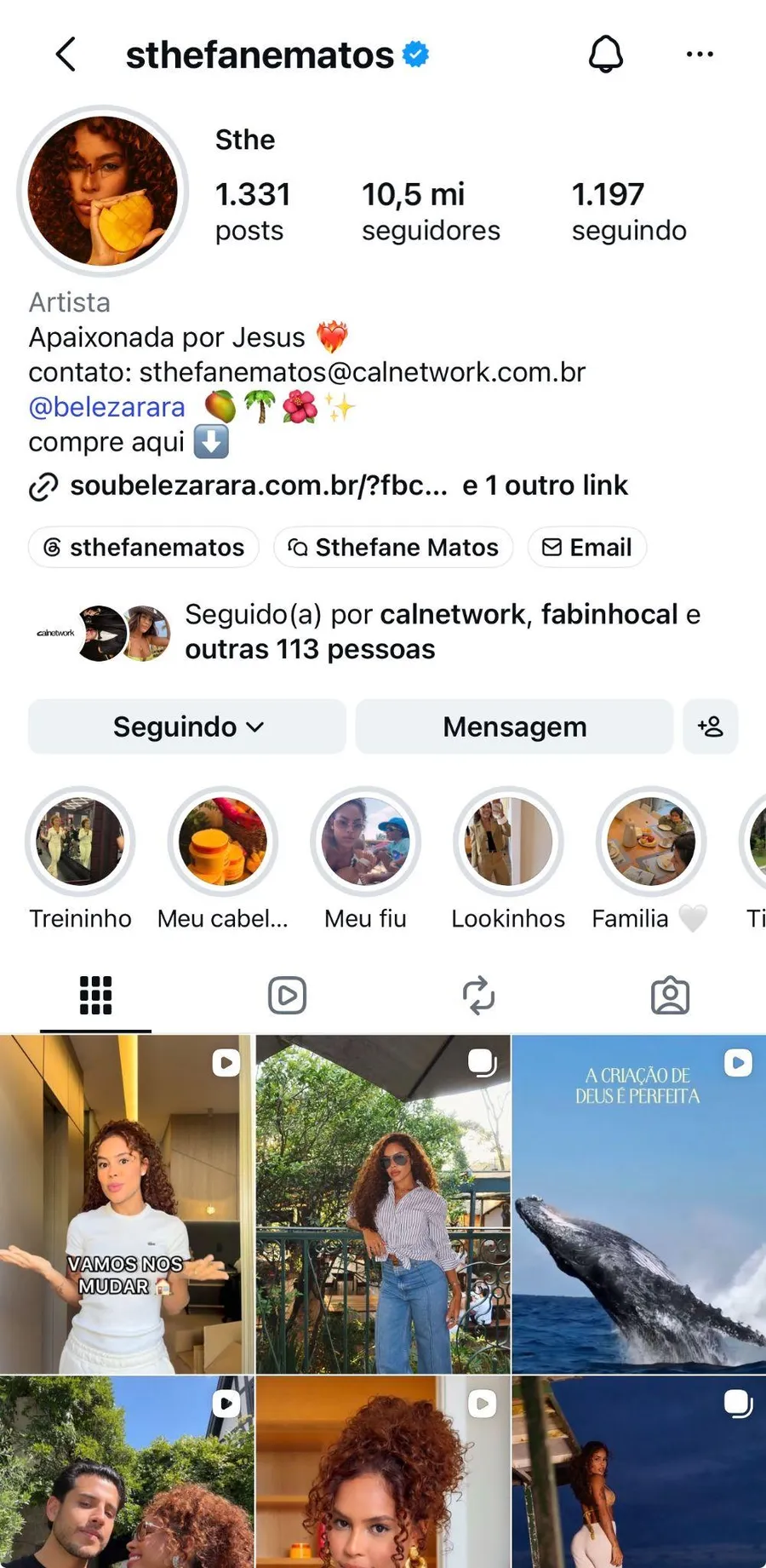 Print do perfil do Instagram @sthefanematos
