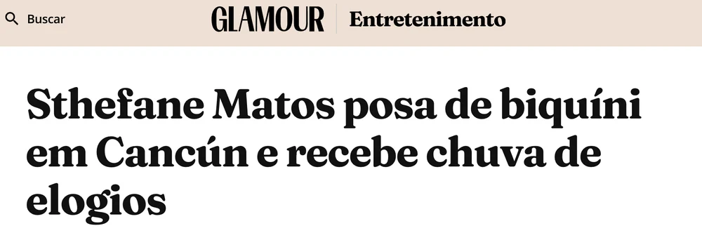 Print da matéria da Glamour sobre Sthefane Matos